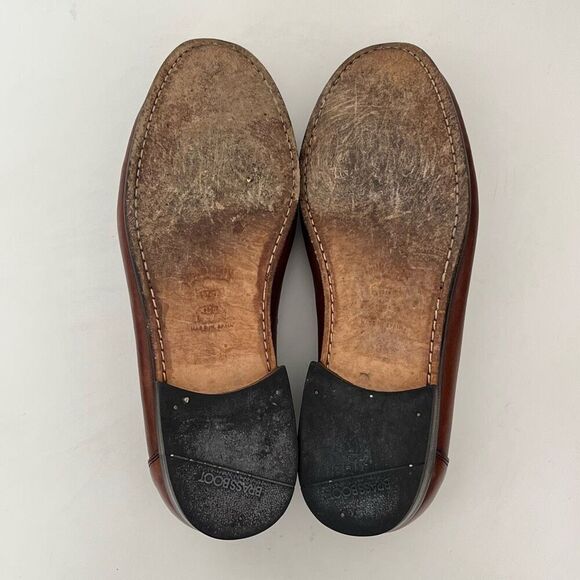 Brass Boot Tassel Leather Loafer Mens 8 W 2-Tone Brown Shoes Moccasins Moc Spain main image 6